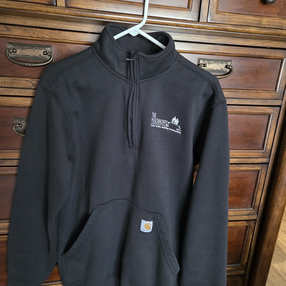 Carhartt Men's Black Half-Zip Sweatshirt with Kangaroo Pocket - Size M